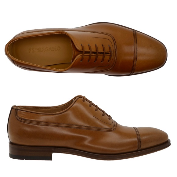 Salvatore Ferragamo Fermin Oxford Shoes Brown Leather Size 12 New - Picture 1 of 7